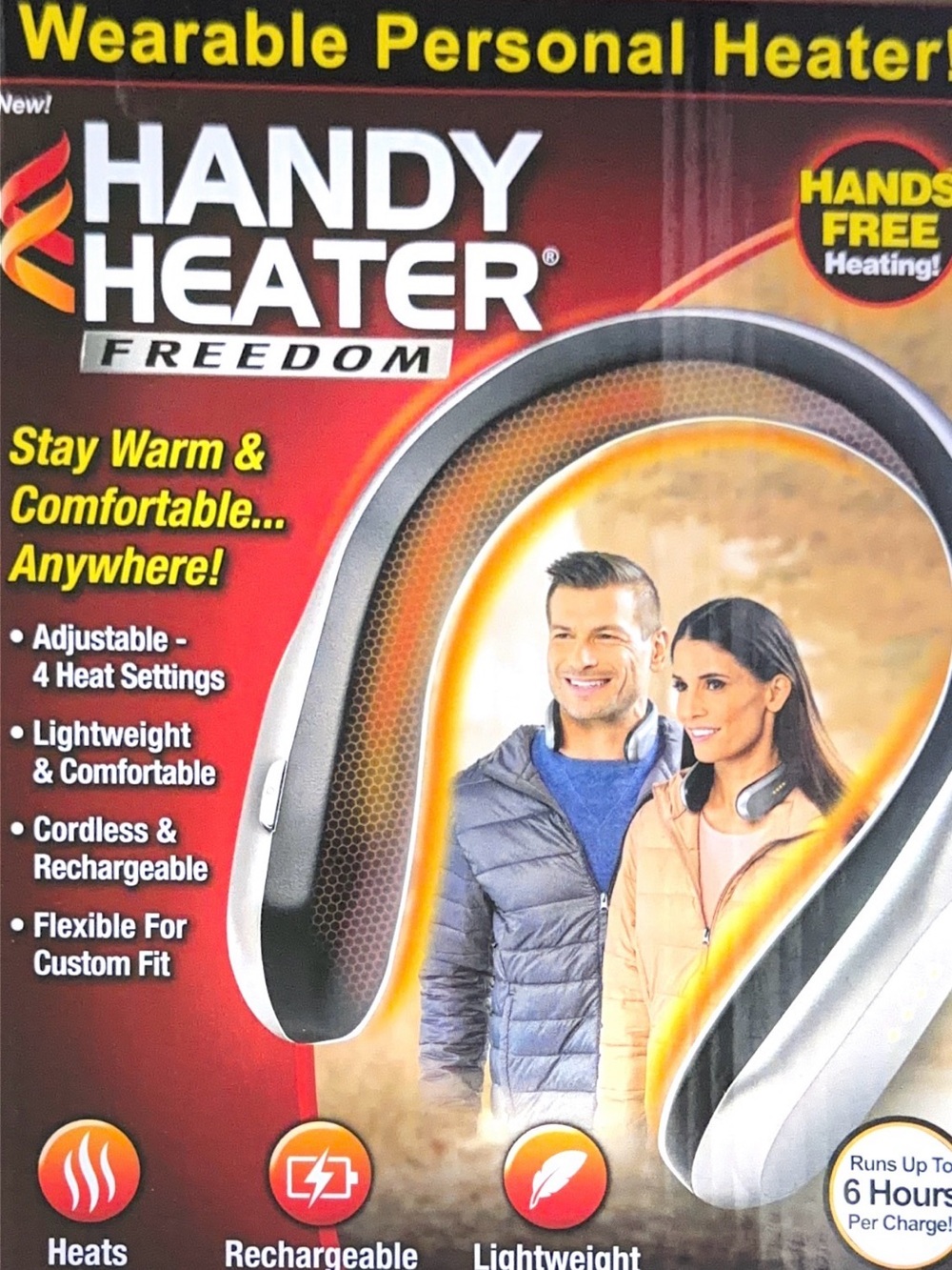 Freedom Handy Heater Portable Heater Neck Wearable Hands Free USB Rechargeable